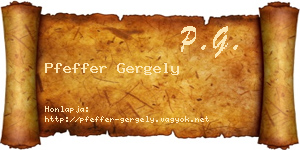 Pfeffer Gergely névjegykártya
